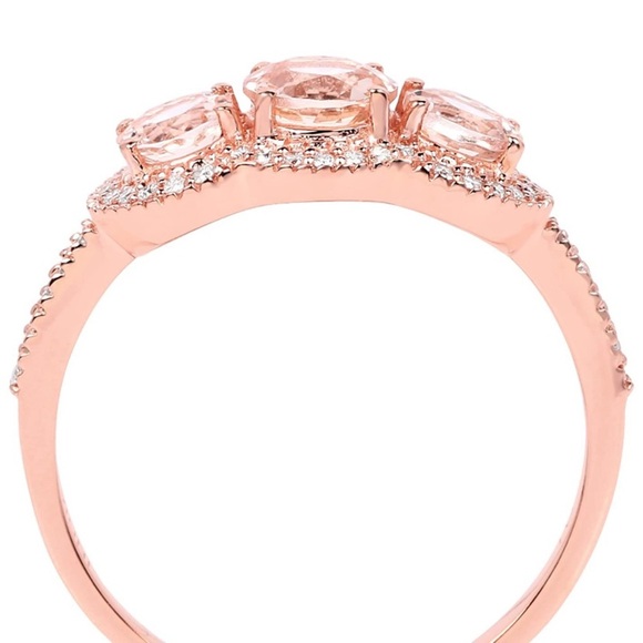 14k Natural Diamond Morganite Ring - Picture 2 of 6